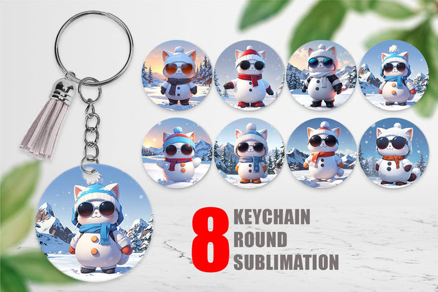Keychain Cat Christmas Sublimation artnoy 