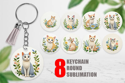 Keychain Cat Embroidery Sublimation artnoy 