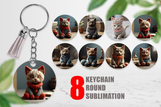 Keychain Cat Embroidery Sublimation artnoy 