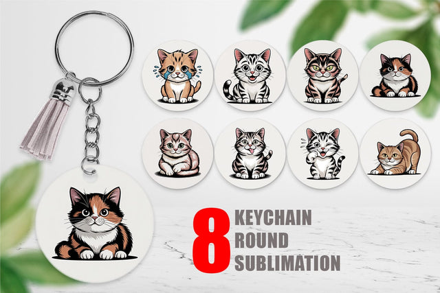 Keychain Cat Mood Expressions Sublimation artnoy 