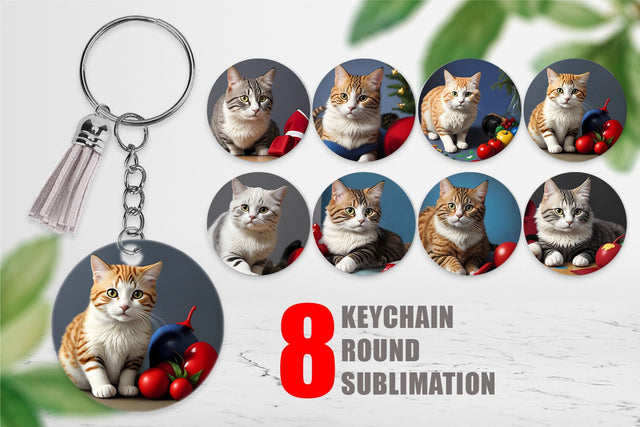 Keychain Cat Noel Sublimation artnoy 
