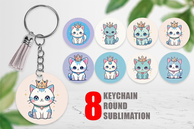Keychain Cat Wearing Crown Sublimation artnoy 