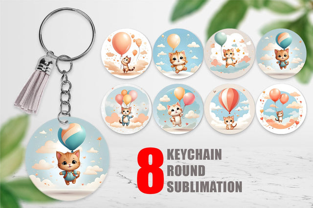 Keychain Cat With Balloon Sublimation artnoy 