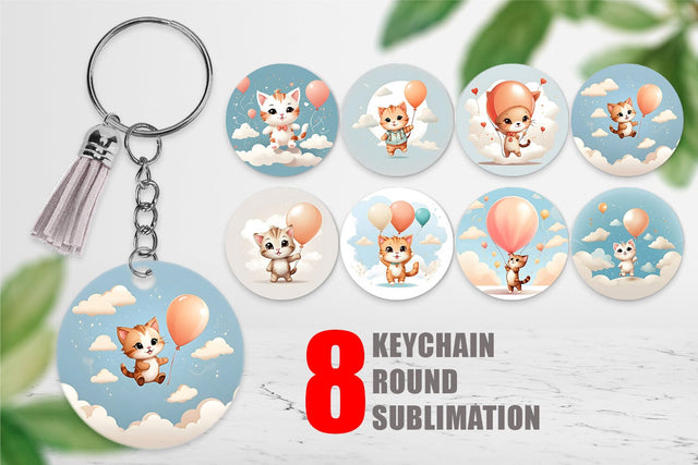 Keychain Cat With Balloon Sublimation artnoy 