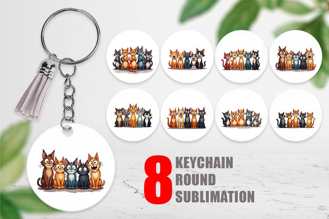 Keychain Cats Emotion Sublimation artnoy 