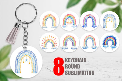 Keychain Celestial Boho Rainbow Sublimation artnoy 