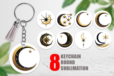 Keychain Celestial Moon Sublimation artnoy 