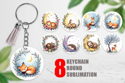 Keychain Celestial Watercolor Animals Sublimation artnoy 