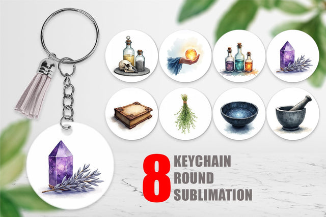 Keychain Celestial Witchy Apothecary Sublimation artnoy 