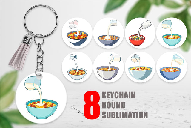 Keychain Cereal Bowl with Milk Sublimation artnoy 