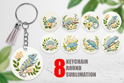 Keychain Chameleon Embroidery Sublimation artnoy 