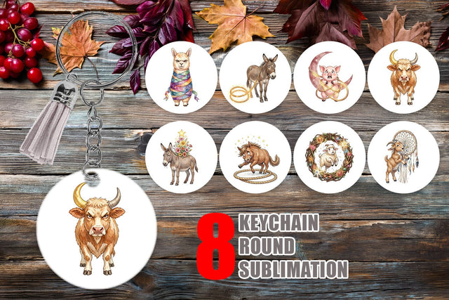 Keychain Chaotic Celestial Western Watercolor Sublimation artnoy 