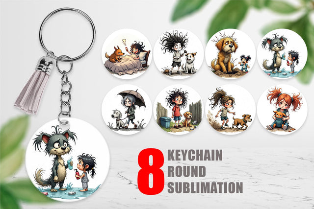 Keychain Chaotic Girl Dog Sublimation artnoy 