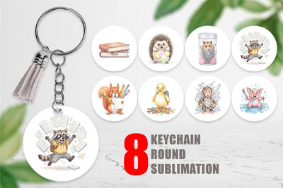 Keychain Chaotic School Animal Watercolor Sublimation artnoy 