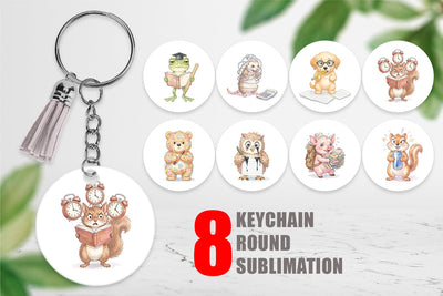 Keychain Chaotic Study Animal Watercolor Sublimation artnoy 