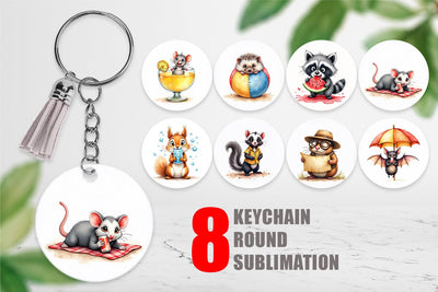 Keychain Chaotic Summer Critters Sublimation artnoy 