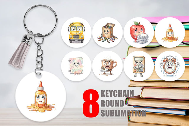 Keychain Chaotic Teacher Supply Watercolor Sublimation artnoy 