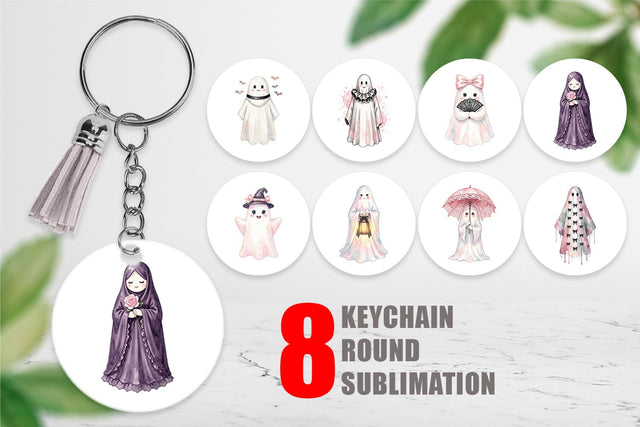 Keychain Charming Coquette Ghost Watercolor Sublimation artnoy 