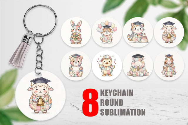 Keychain Cheerful Graduation Party Patchwork Sublimation artnoy 