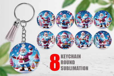 Keychain Cheerful Santa Claus Sublimation artnoy 