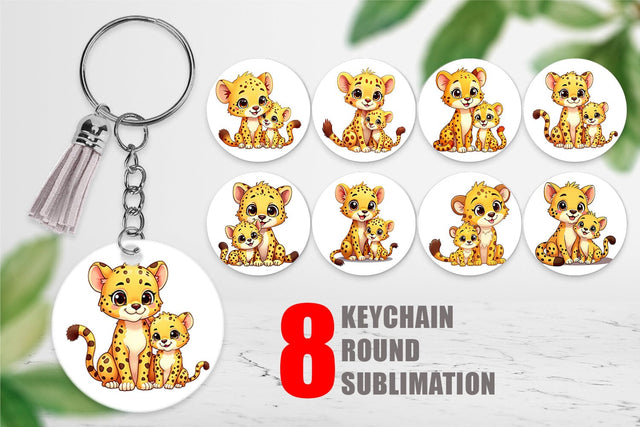 Keychain Cheetah Mother's Day Sublimation artnoy 