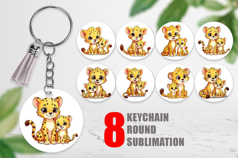 Keychain Cheetah Mother's Day Sublimation artnoy 