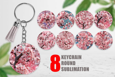 Keychain Cherry Blossoms Pattern Sublimation artnoy 