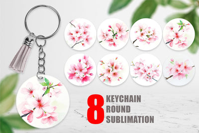 Keychain Cherry blossoms Sublimation artnoy 