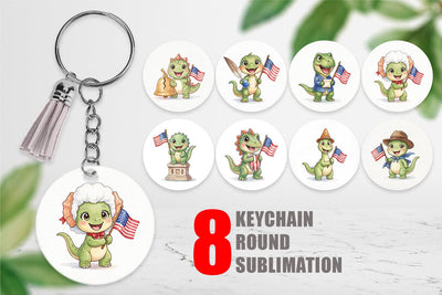 Keychain Chibi Founding Father Dino Watercolor Sublimation artnoy 