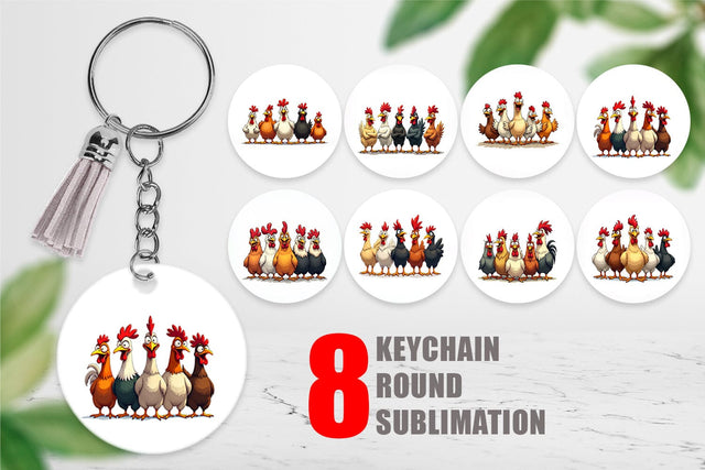 Keychain Chicken Emotion Sublimation artnoy 