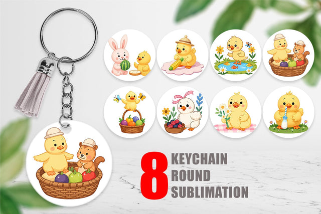 Keychain Chicken Picnic Day Sublimation artnoy 