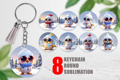 Keychain Chicks Christmas Sublimation artnoy 