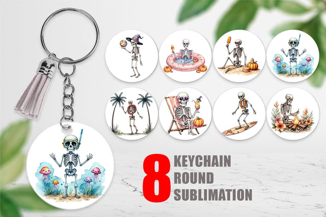 Keychain Chill Summer Skeletons Sublimation artnoy 