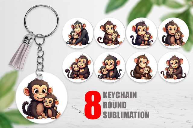Keychain Chimpanzee Mother's Day Sublimation artnoy 