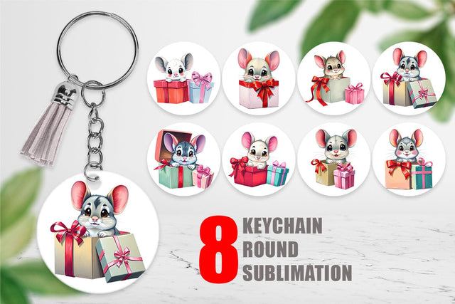 Keychain Chinchilla Gift Sublimation artnoy 