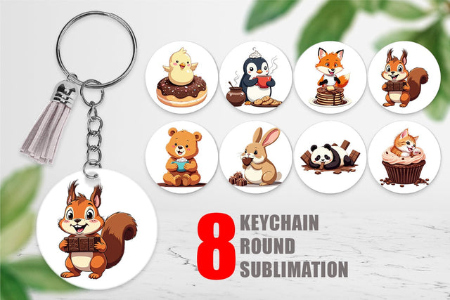 Keychain Chocolate Animals Sublimation artnoy 