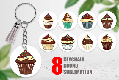 Keychain Chocolate Cupcake Sublimation artnoy 