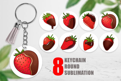 Keychain Chocolate Dipped Strawberry Sublimation artnoy 