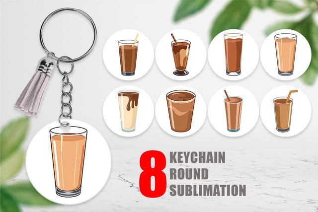 Keychain Chocolate Milk Glass Sublimation artnoy 
