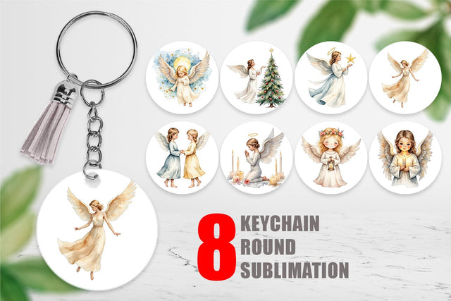Keychain Christmas Angels Sublimation artnoy 
