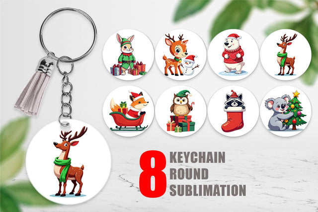 Keychain Christmas Animals Sublimation artnoy 