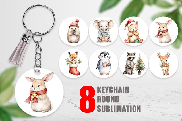 Keychain Christmas Baby Animals Sublimation artnoy 