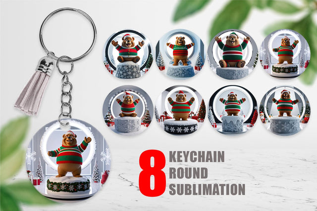 Keychain Christmas Bear Sublimation artnoy 