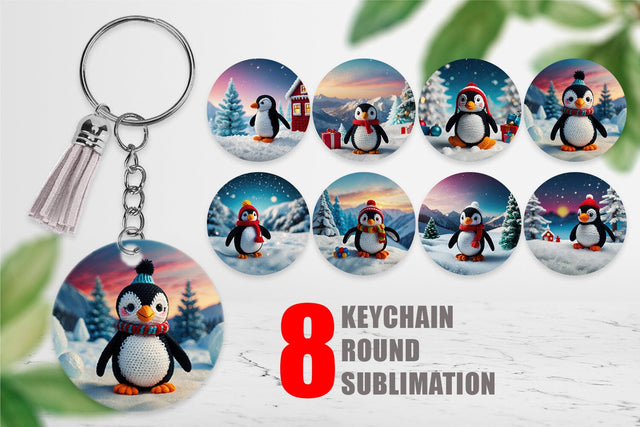 Keychain Christmas Crochet Penguin Sublimation artnoy 