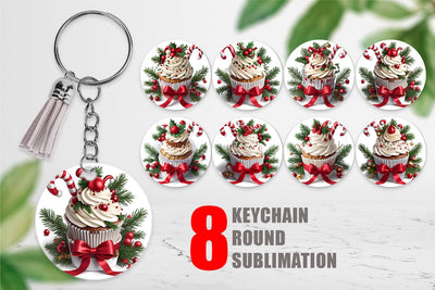 Keychain Christmas Cupcake Sublimation artnoy 