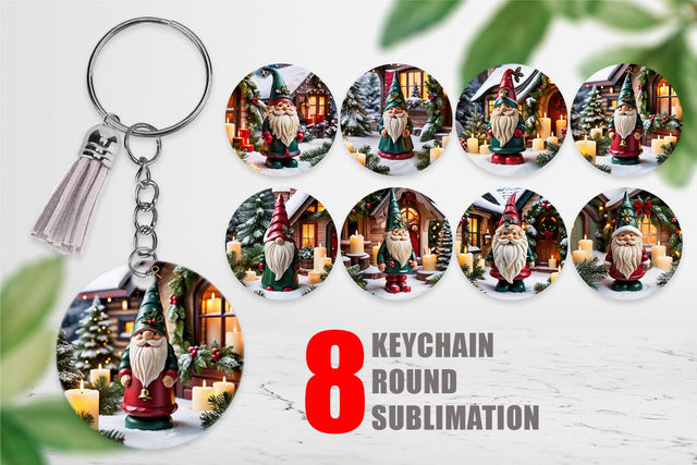 Keychain Christmas Gnome Sublimation artnoy 