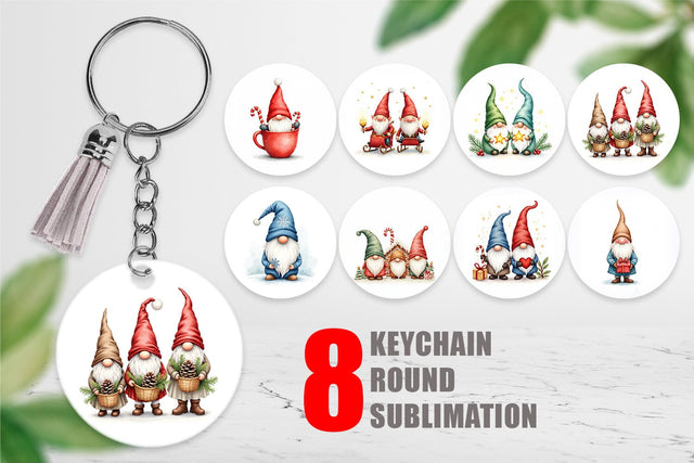 Keychain Christmas Gnome Sublimation artnoy 