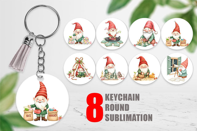 Keychain Christmas Gnome Sublimation artnoy 