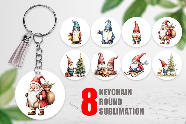 Keychain Christmas Gnomes Sublimation artnoy 