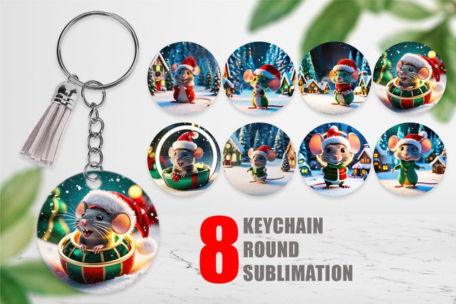 Keychain Christmas Mouse Sublimation artnoy 